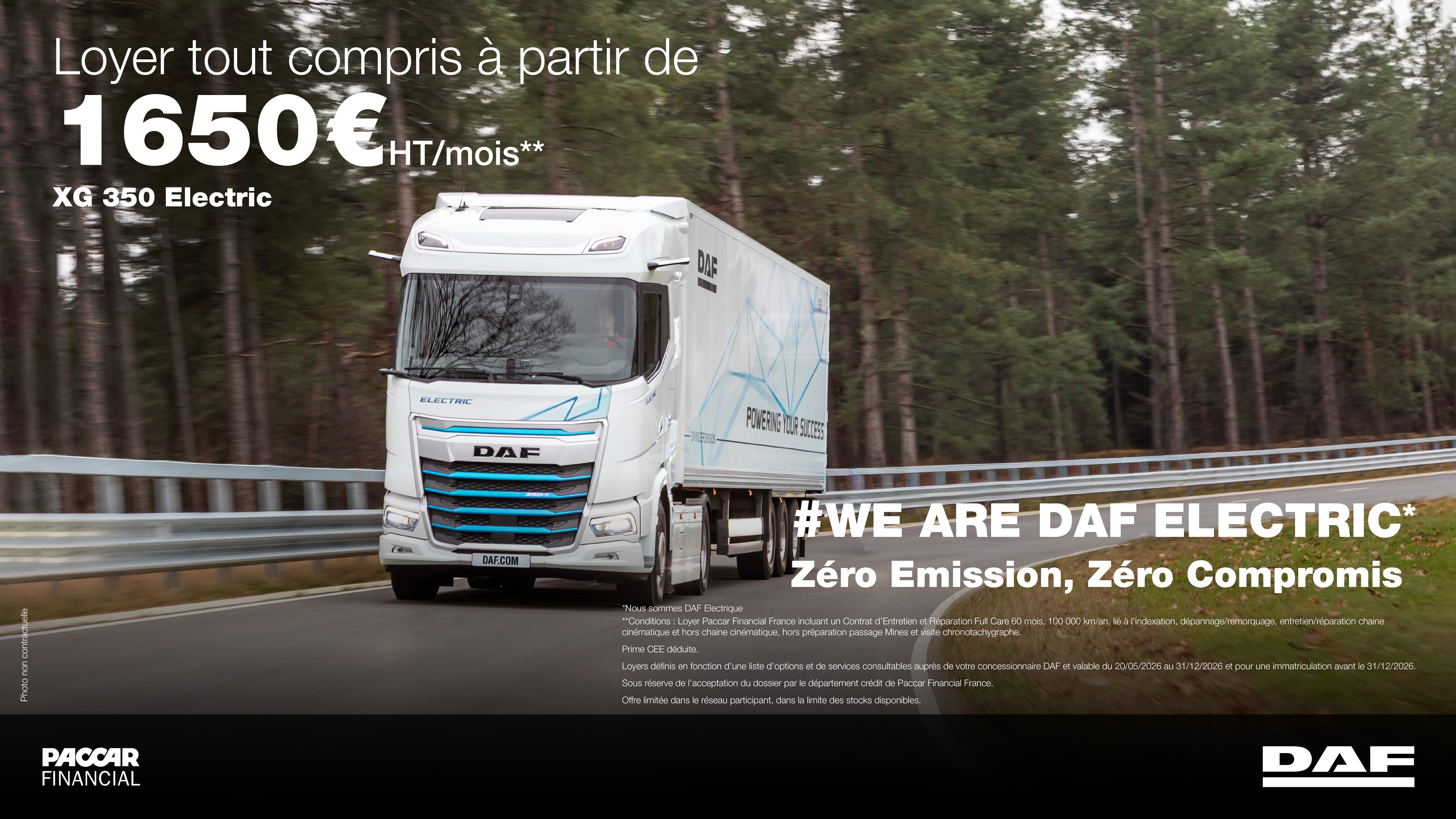 Offre DAF XG 350 Electric à partir de 1 650 € HT/mois tout compris